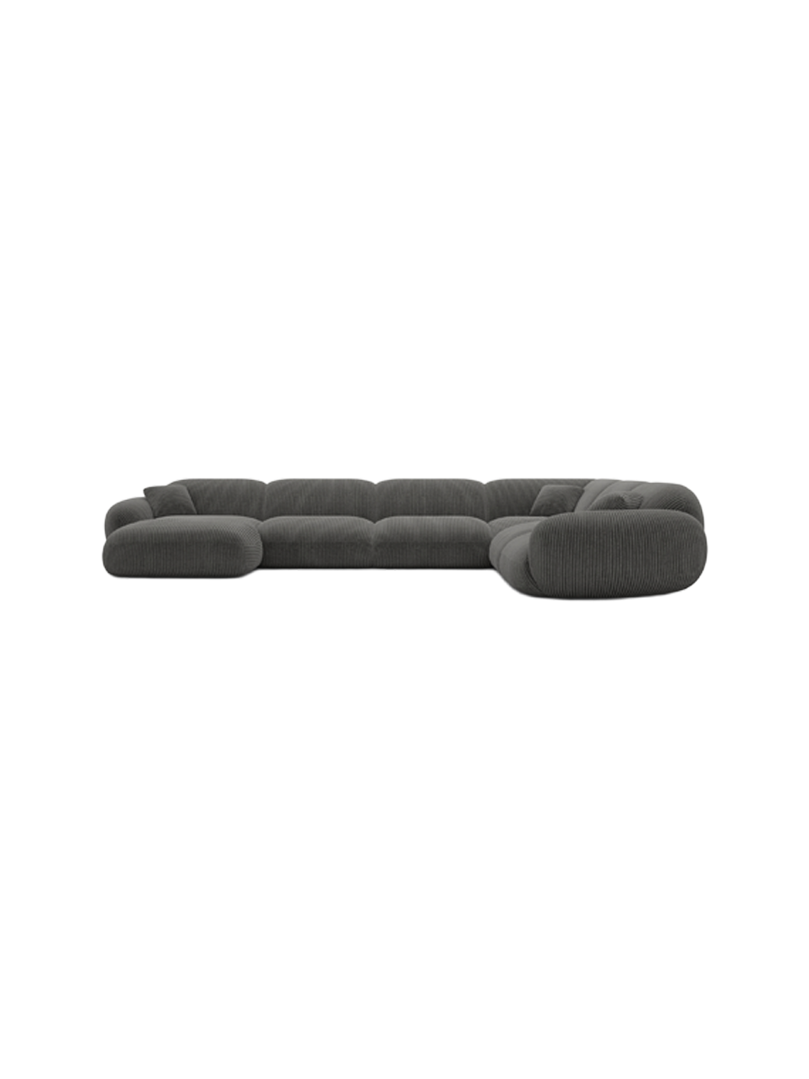 
7-Sitzer Design Panorama-Sofa „Levante XXL“, Cordsamt - Cordsamt Dunkelblau / Lange Seite links