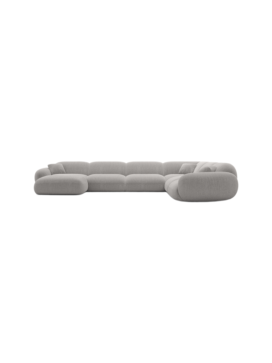 
7-Sitzer Design Panorama-Sofa „Levante XXL“, Cordsamt - Cordsamt Dunkelblau / Lange Seite links