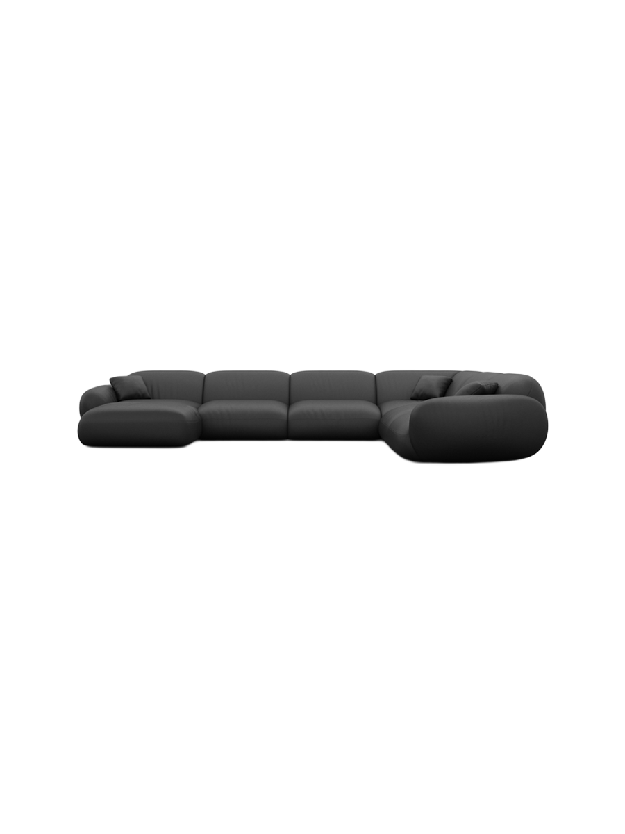 
7-seater designer genuine leather panoramic sofa “Alma XXL” - Genuine leather Beige / Long side left