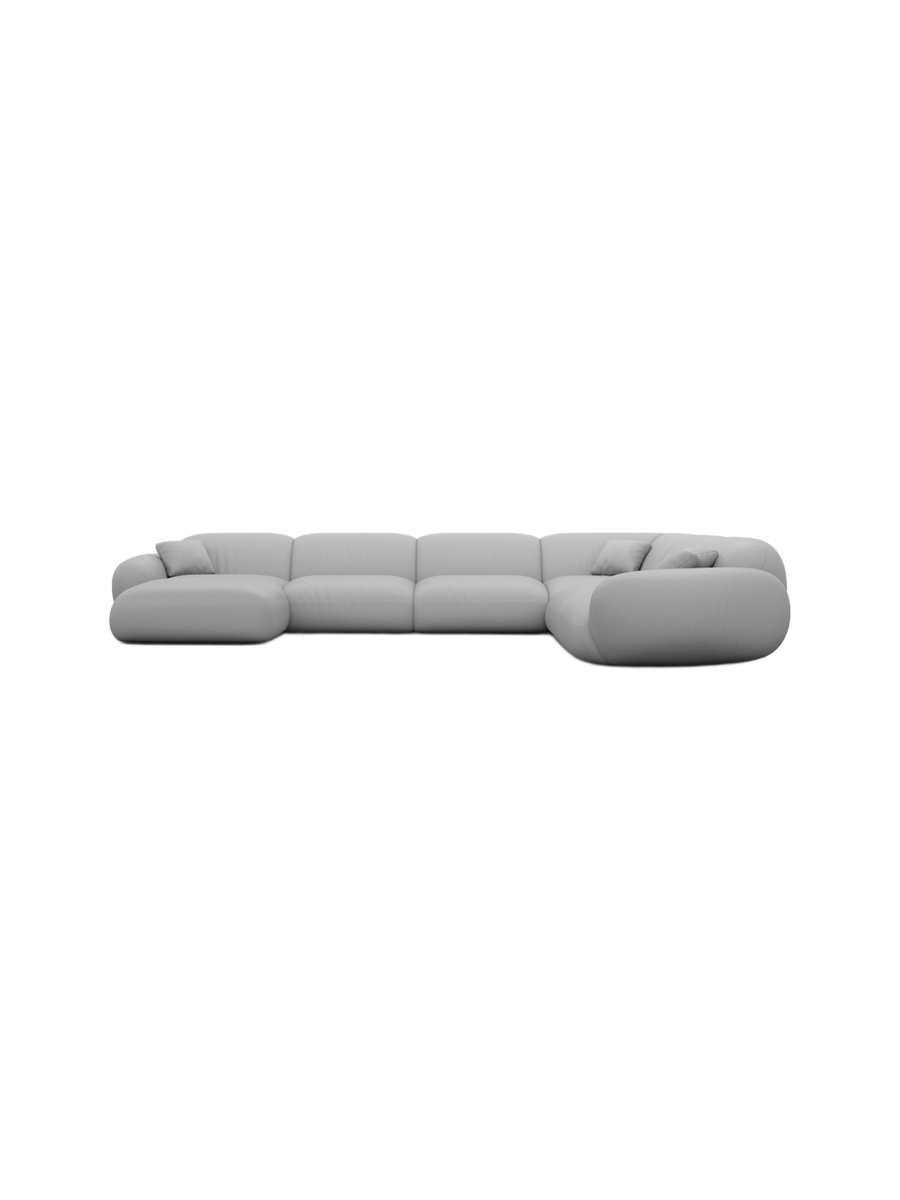 
7-seater designer genuine leather panoramic sofa “Alma XXL” - Genuine leather Beige / Long side left