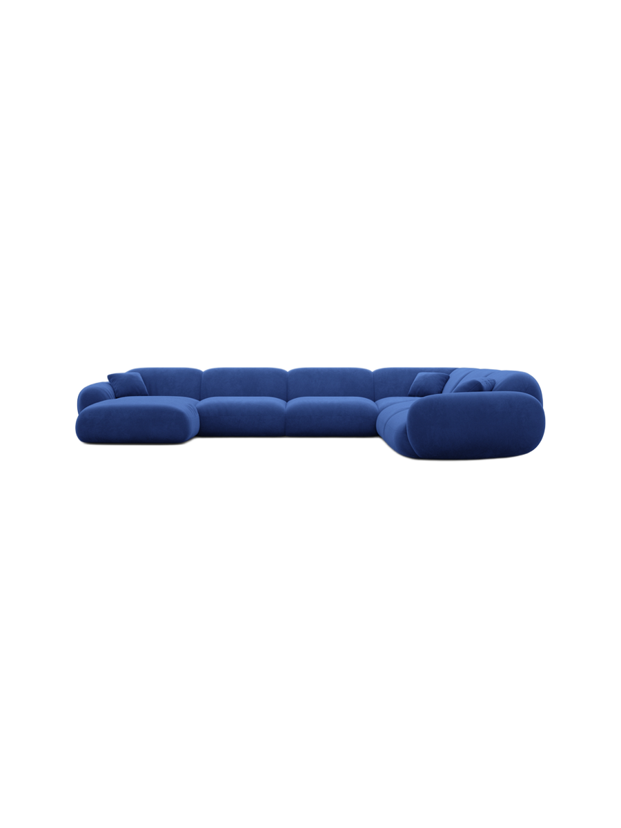 
7-Sitzer Design Panorama-Sofa „Alma XXL“ mit Samtbezug - Samtbezug Königsblau / Lange Seite links