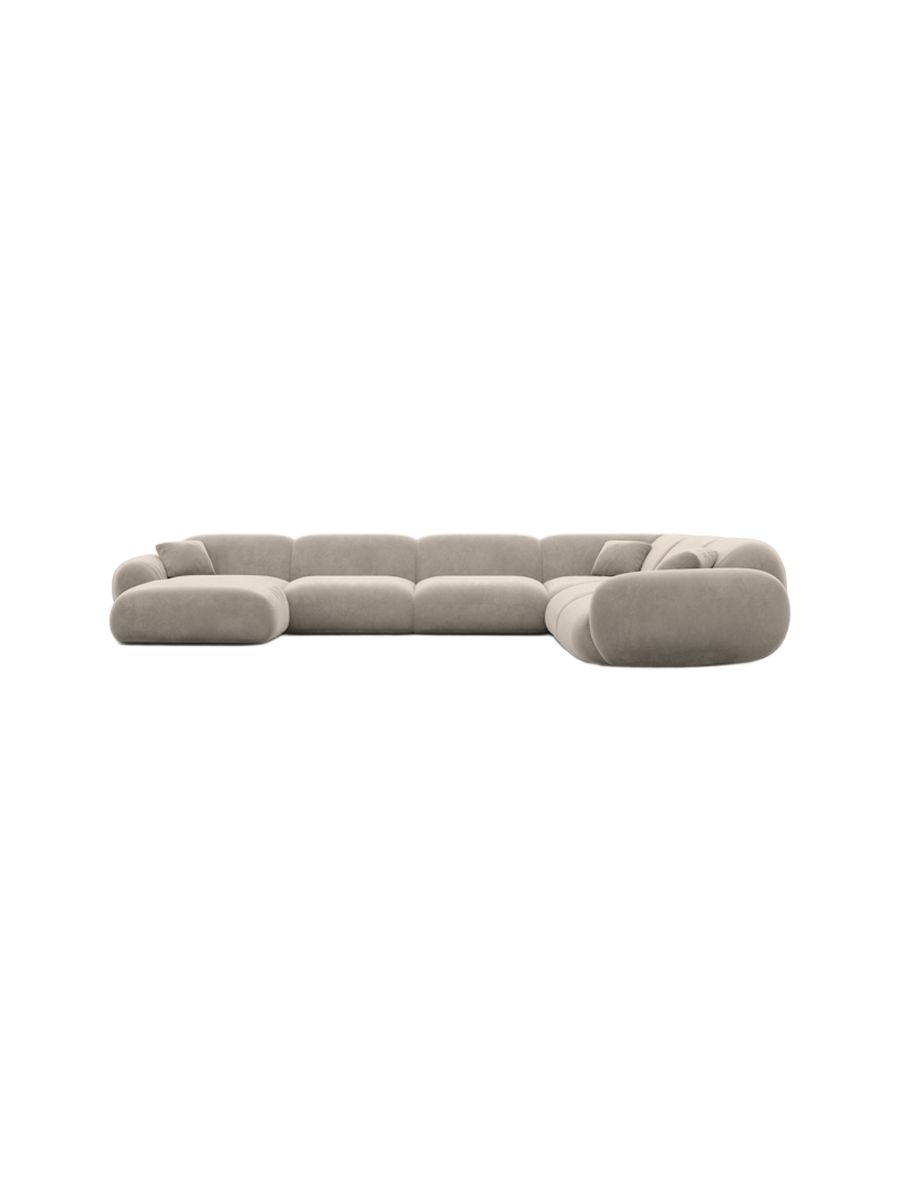 
7-Sitzer Design Panorama-Sofa „Alma XXL“ mit Samtbezug - Samtbezug Königsblau / Lange Seite links
