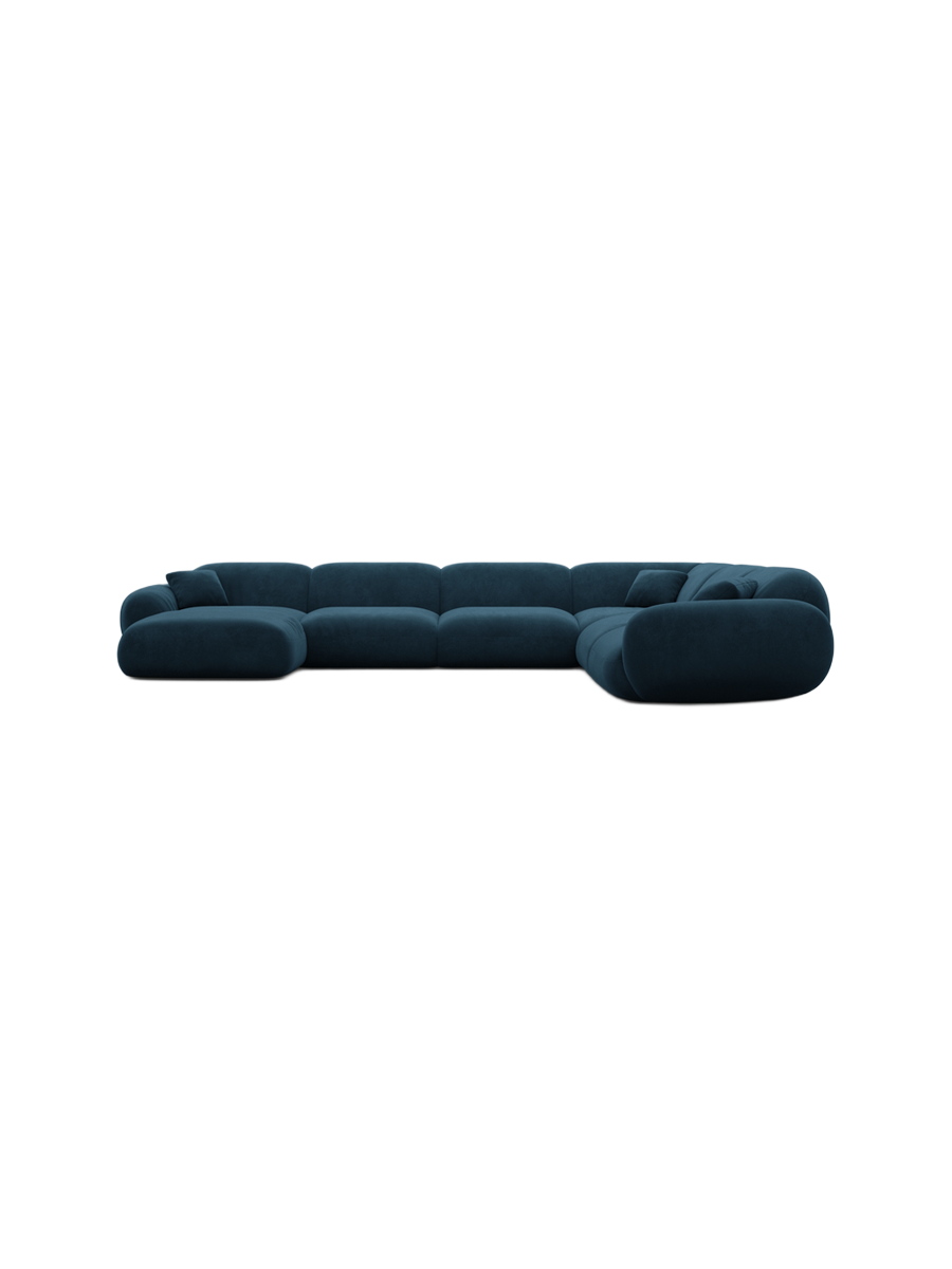 
7-Sitzer Design Panorama-Sofa „Alma XXL“ mit Samtbezug - Samtbezug Königsblau / Lange Seite links