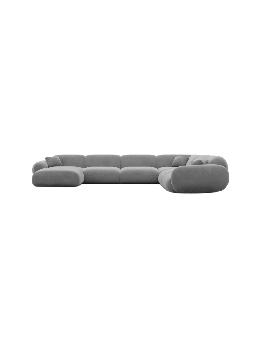 
7-Sitzer Design Panorama-Sofa „Alma XXL“ mit Samtbezug - Samtbezug Königsblau / Lange Seite links