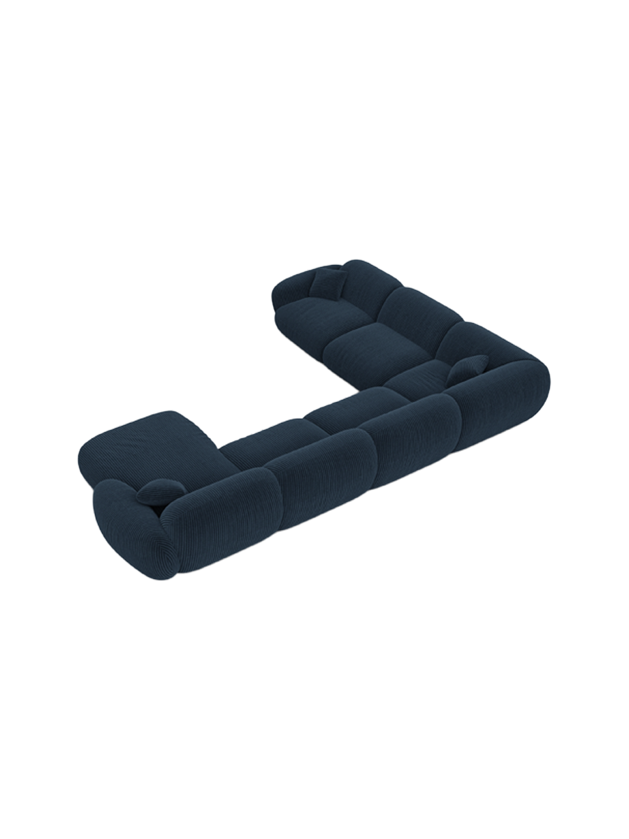 
7-Sitzer Design Panorama-Sofa „Levante XXL“, Cordsamt - Cordsamt Dunkelblau / Lange Seite links
