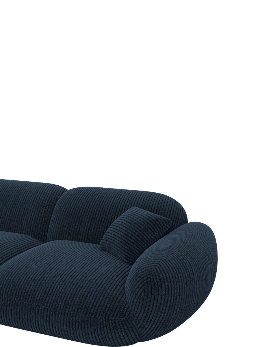 
7-Sitzer Design Panorama-Sofa „Levante XXL“, Cordsamt - Cordsamt Dunkelblau / Lange Seite links