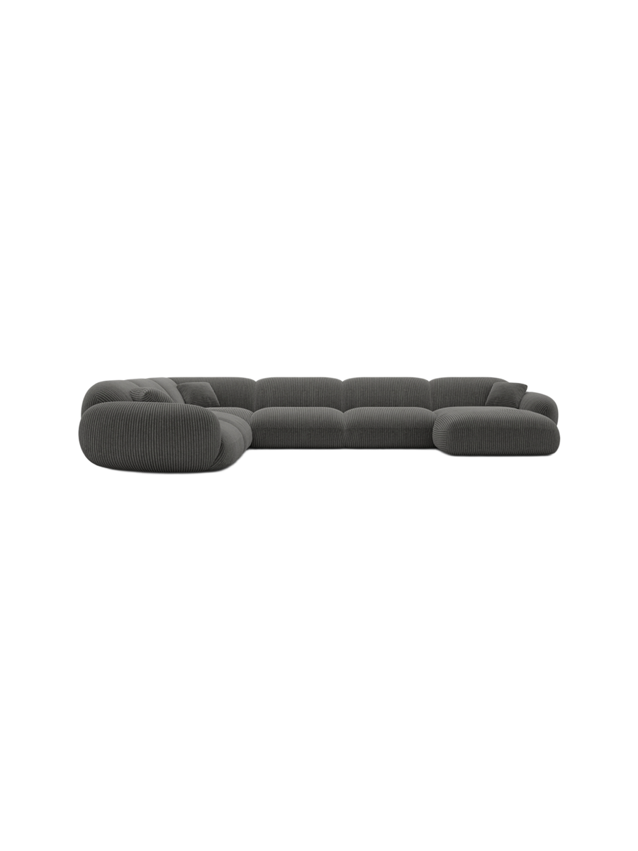 
7-Sitzer Design Panorama-Sofa „Levante XXL“, Cordsamt - Cordsamt Dunkelblau / Lange Seite links