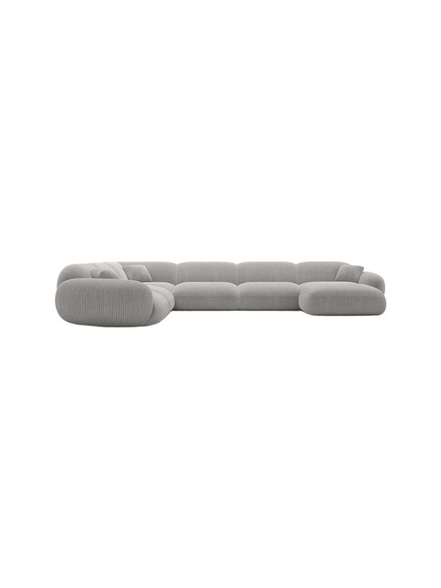 
7-Sitzer Design Panorama-Sofa „Levante XXL“, Cordsamt - Cordsamt Dunkelblau / Lange Seite links