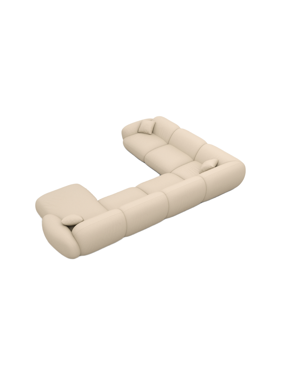 
7-seater designer genuine leather panoramic sofa “Alma XXL” - Genuine leather Beige / Long side left