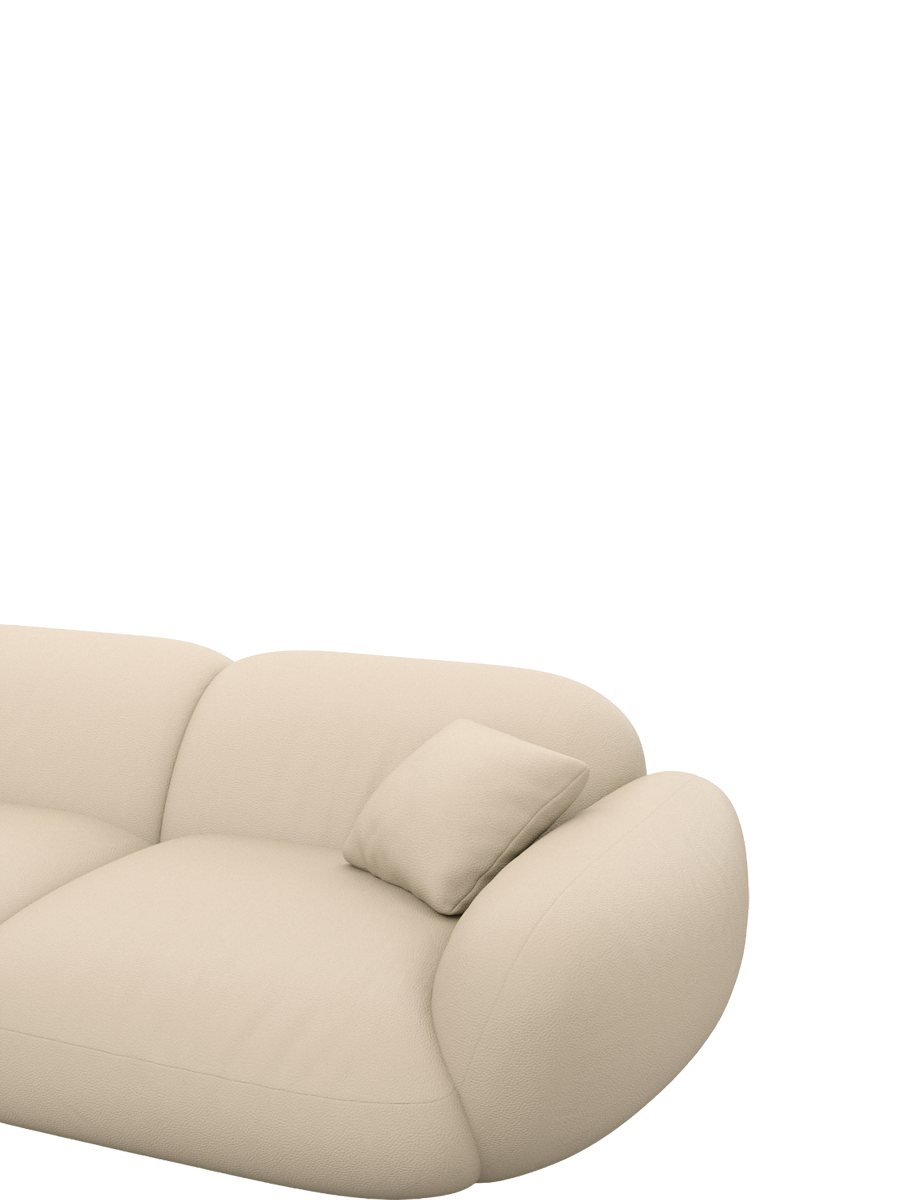 
7-seater designer genuine leather panoramic sofa “Alma XXL” - Genuine leather Beige / Long side left