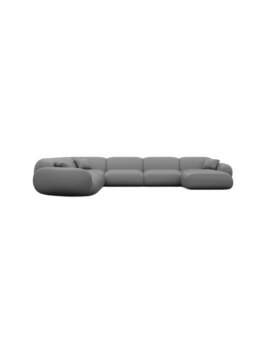 
7-seater designer genuine leather panoramic sofa “Alma XXL” - Genuine leather Beige / Long side left