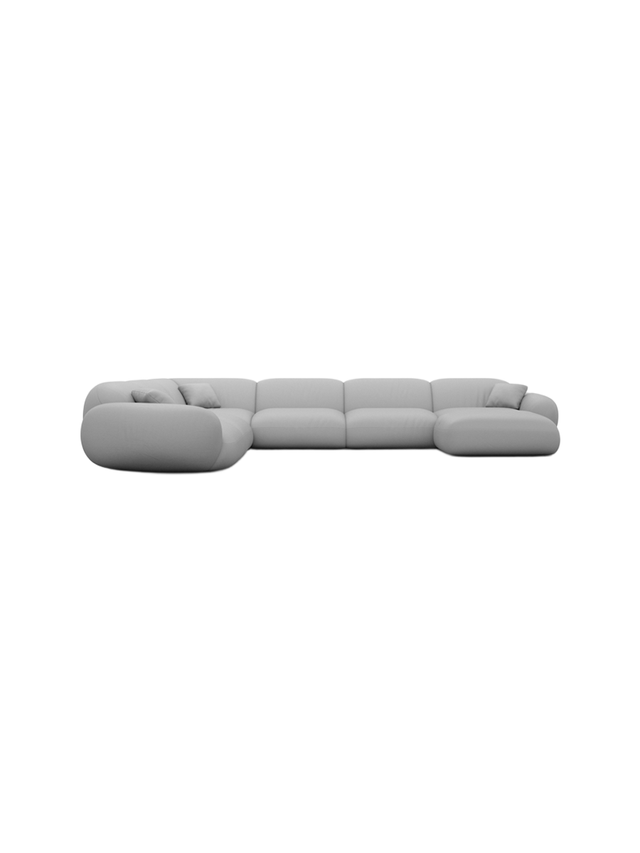 
7-seater designer genuine leather panoramic sofa “Alma XXL” - Genuine leather Beige / Long side left