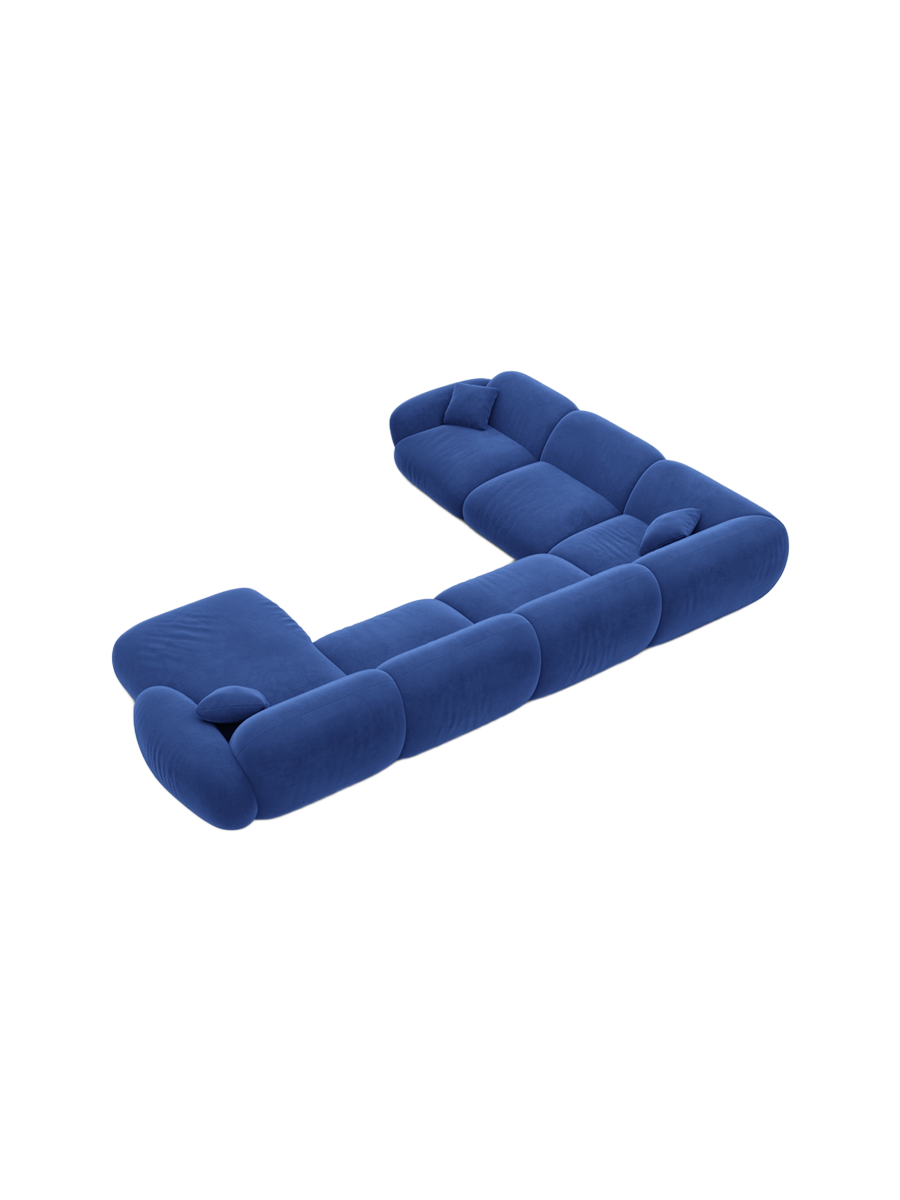 
7-Sitzer Design Panorama-Sofa „Alma XXL“ mit Samtbezug - Samtbezug Königsblau / Lange Seite links