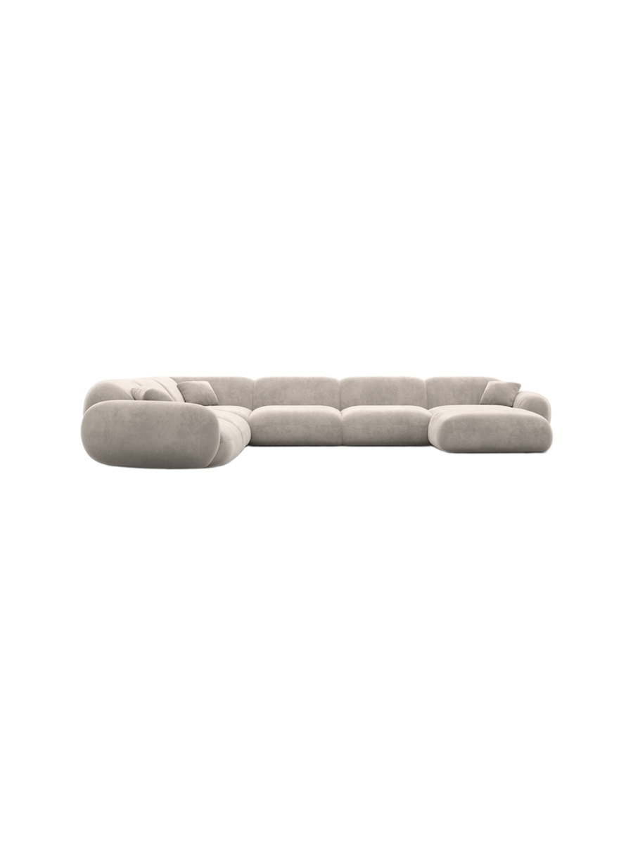 
7-Sitzer Design Panorama-Sofa „Alma XXL“ mit Samtbezug - Samtbezug Königsblau / Lange Seite links