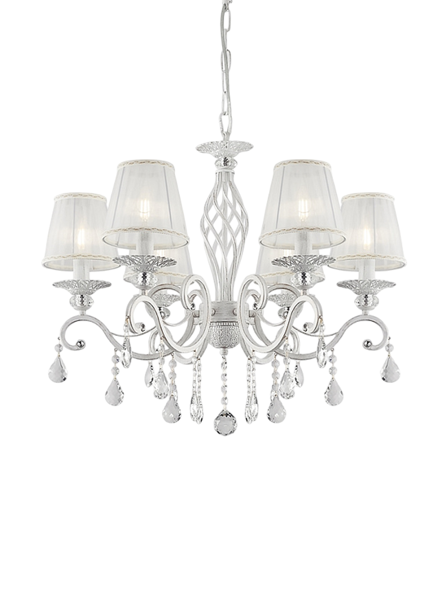 
Designer Chandelier "Grace" White - 6-bulb