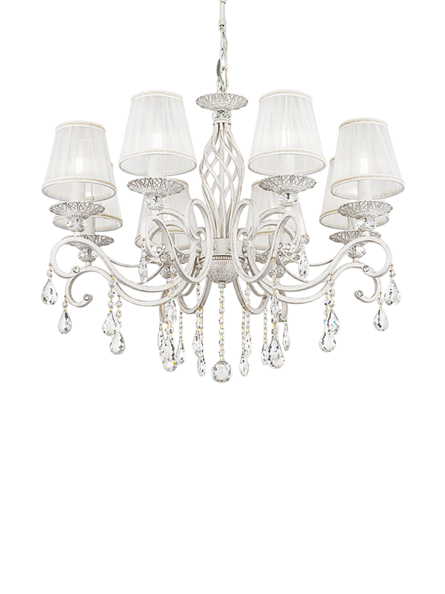 
Designer Chandelier "Grace" White - 8-bulb