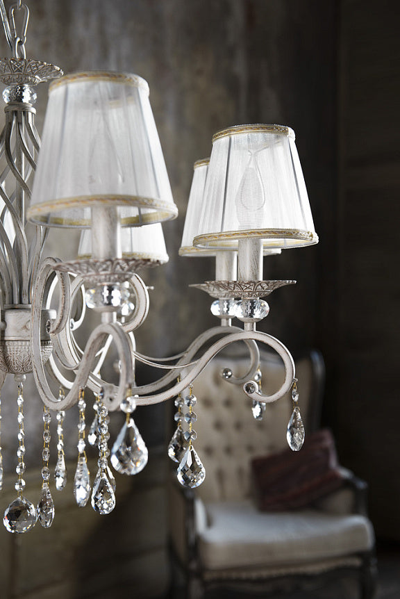 
Designer Chandelier "Grace" White - 8-bulb