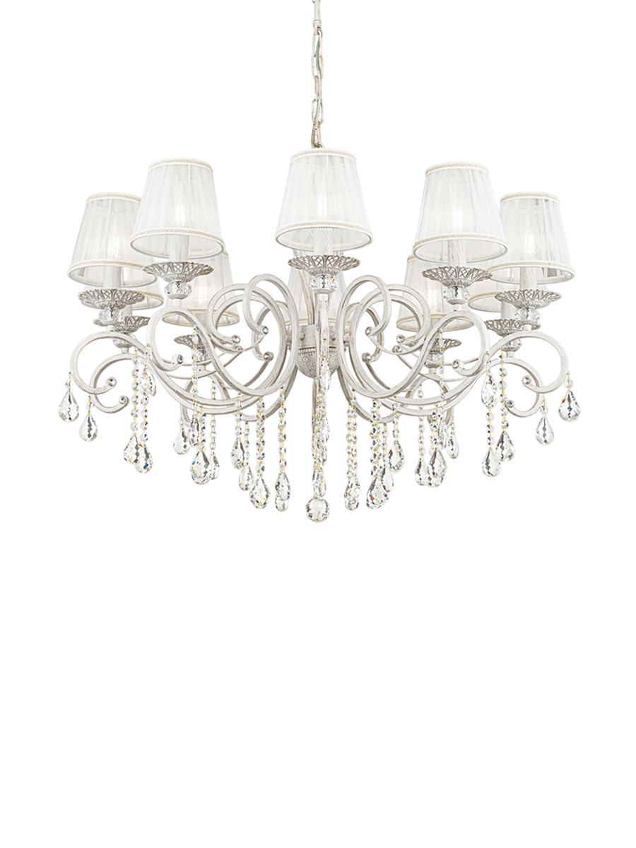 
Designer Chandelier "Grace" White - 10-flame