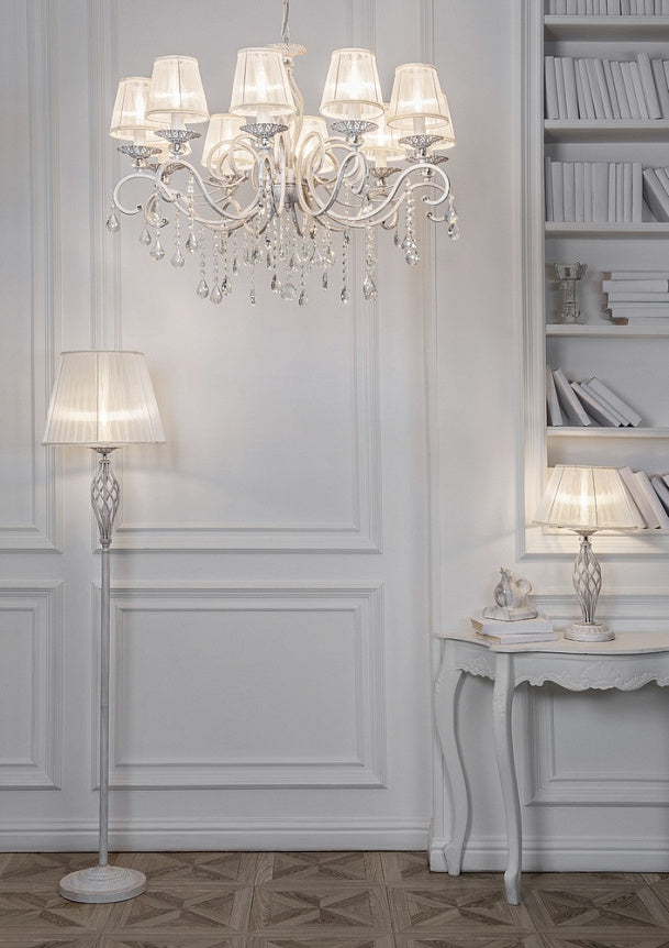 
Designer Chandelier "Grace" White - 10-flame