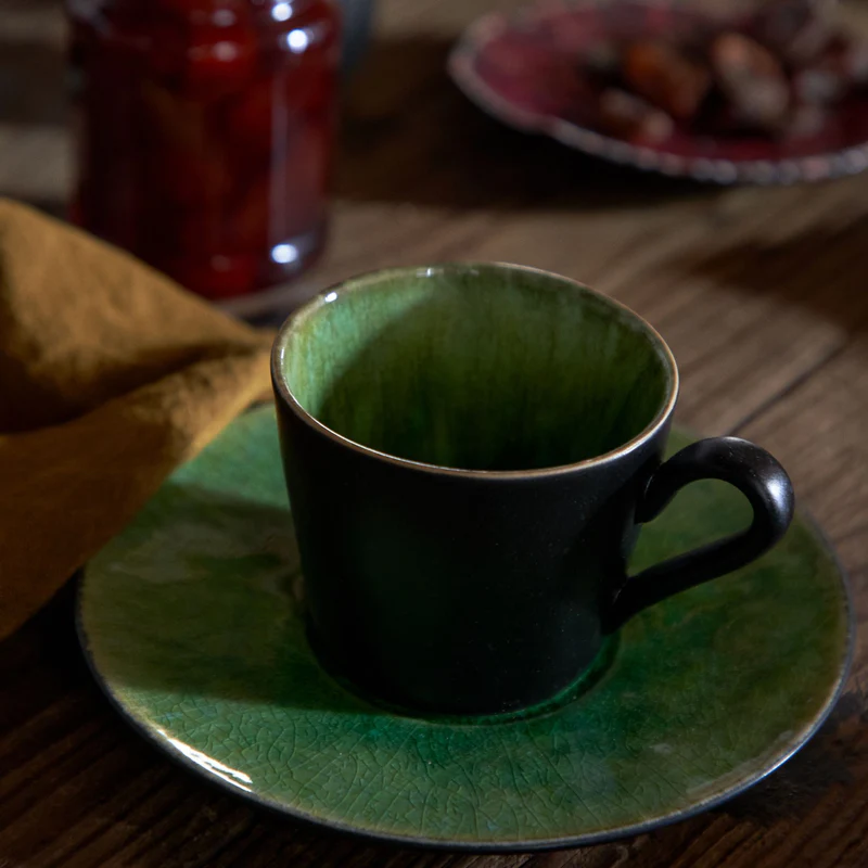 
Tasse à expresso artisanale « Riviera » avec soucoupe - Tomate