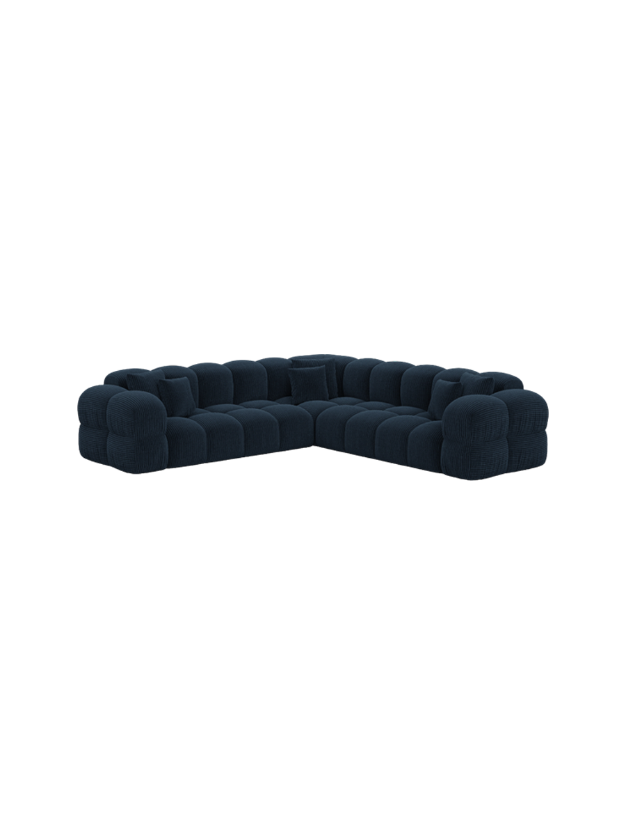 
5-Sitzer Design Ecksofa „Varello“, Cordsamt - Cordsamt Dunkelblau