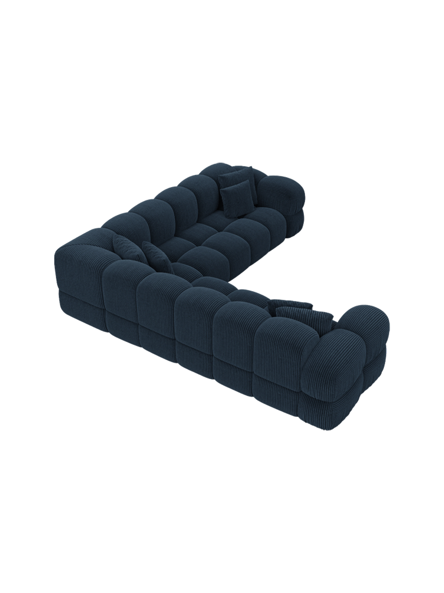 
5-Sitzer Design Ecksofa „Varello“, Cordsamt - Cordsamt Dunkelblau