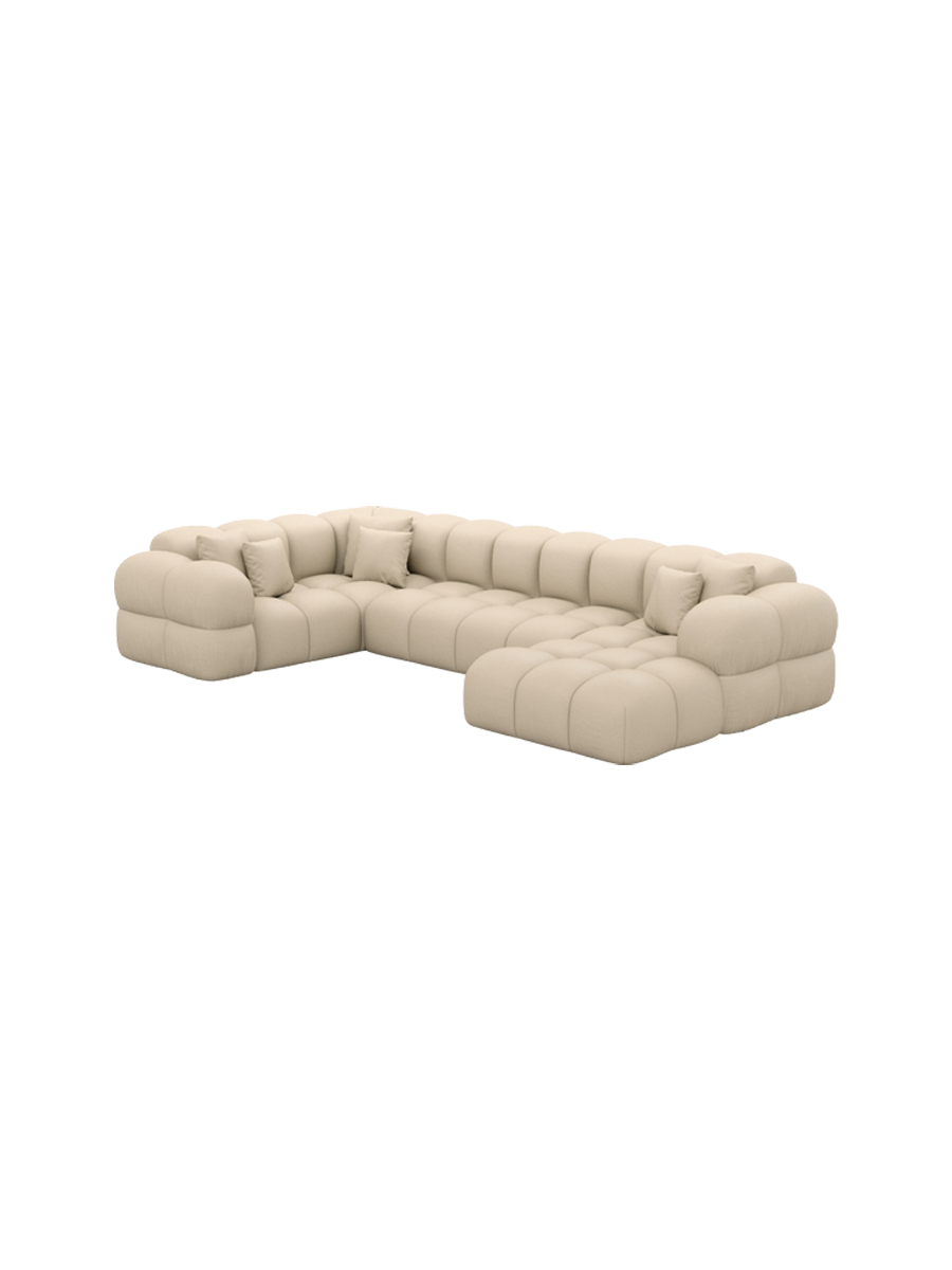 
6-Sitzer Design Echtleder Panorama-Sofa „Avala XL“ - Echtleder Beige / Lange Seite links