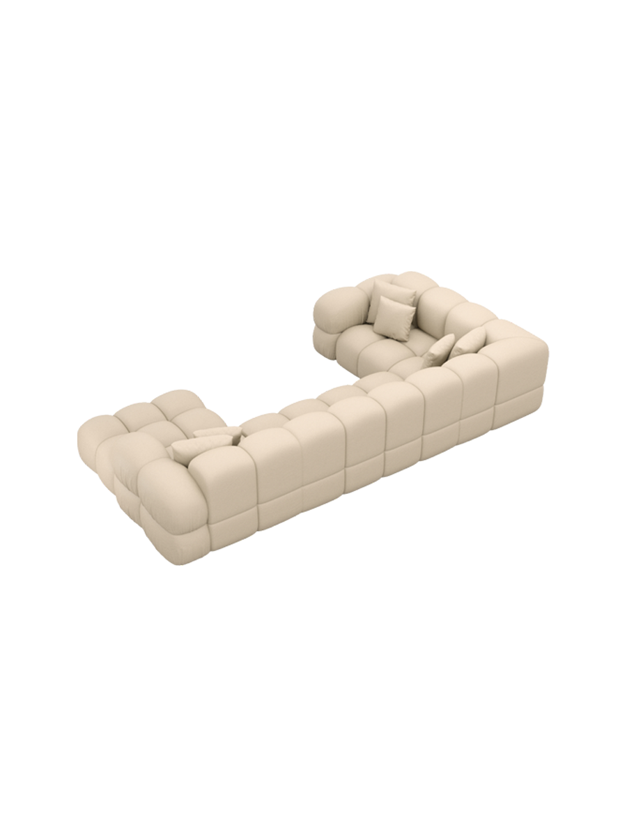 
6-Sitzer Design Echtleder Panorama-Sofa „Avala XL“ - Echtleder Beige / Lange Seite links