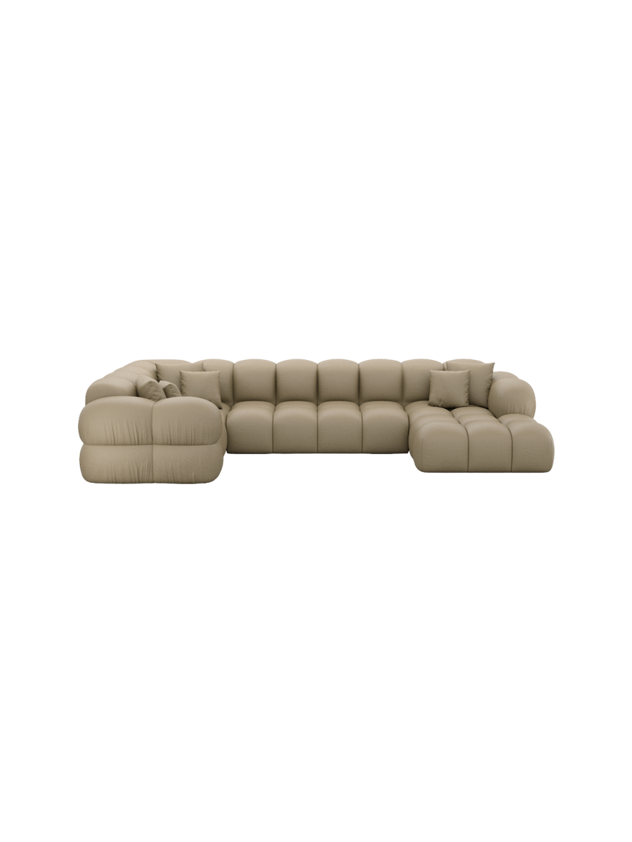 
6-Sitzer Design Echtleder Panorama-Sofa „Avala XL“ - Echtleder Beige / Lange Seite links