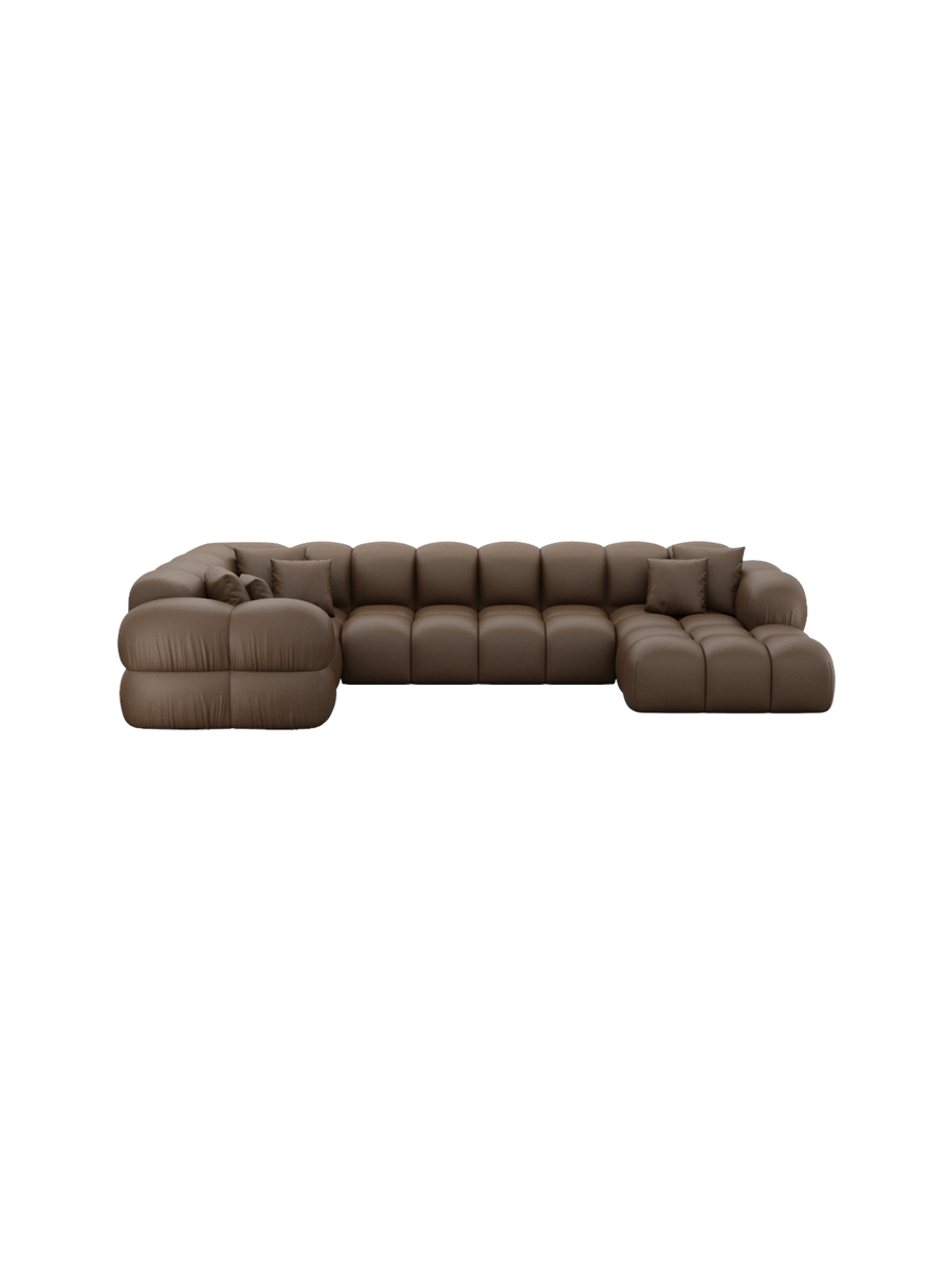 
6-Sitzer Design Echtleder Panorama-Sofa „Avala XL“ - Echtleder Beige / Lange Seite links