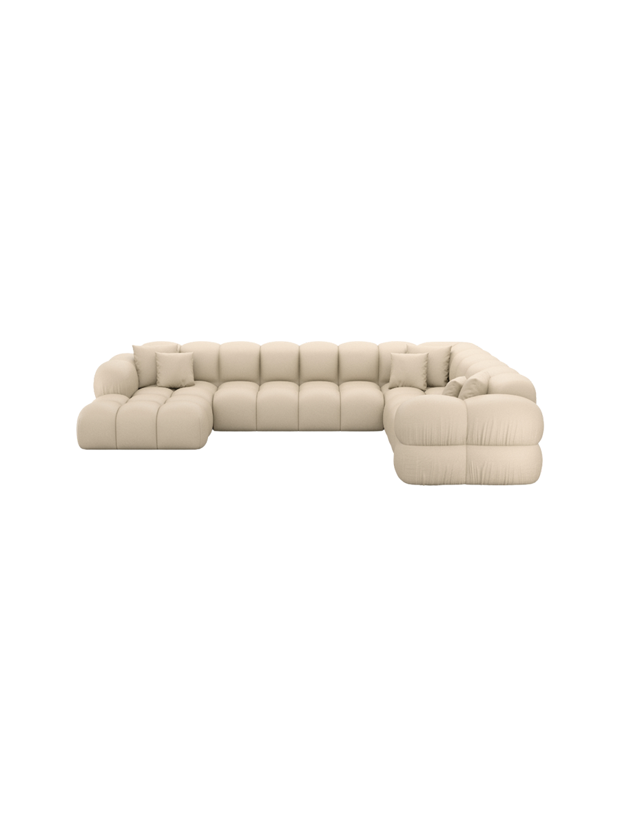 
7-Sitzer Design Echtleder Panorama-Sofa „Avala XXL“ - Echtleder Beige / Lange Seite links