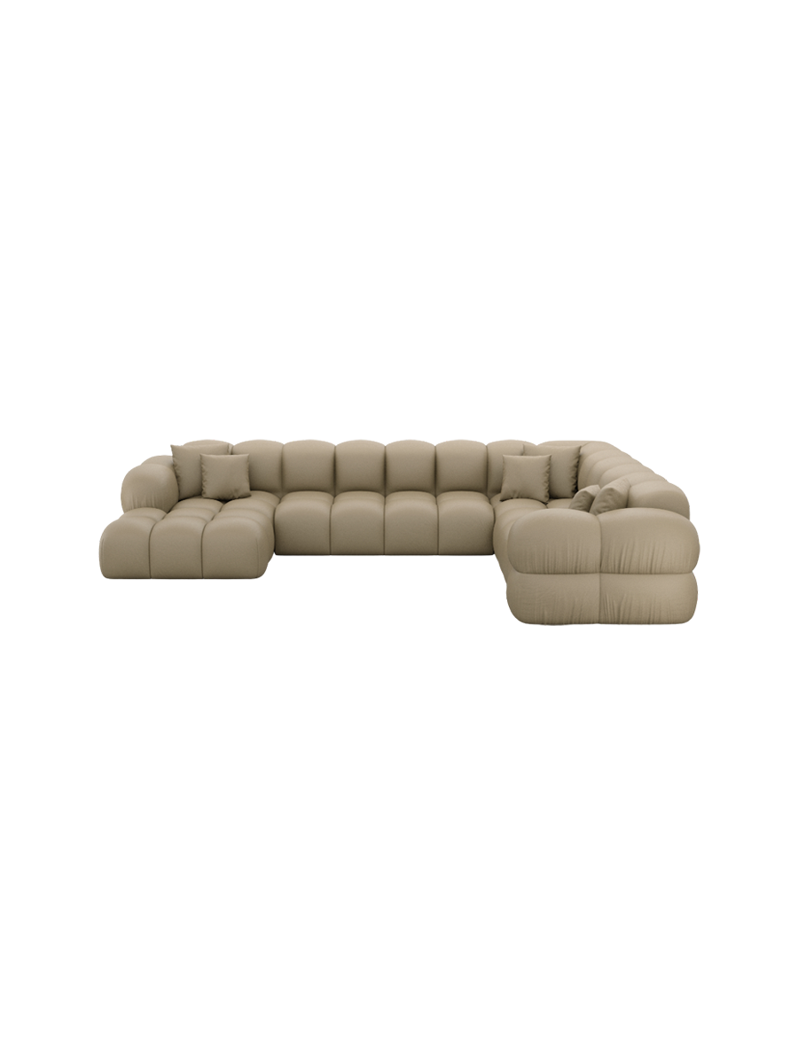 
7-Sitzer Design Echtleder Panorama-Sofa „Avala XXL“ - Echtleder Beige / Lange Seite links