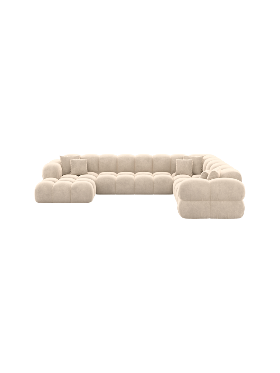 
7-seater designer panoramic sofa “Avala XXL” with velvet upholstery - Velvet cover Royal Blue / Long side left