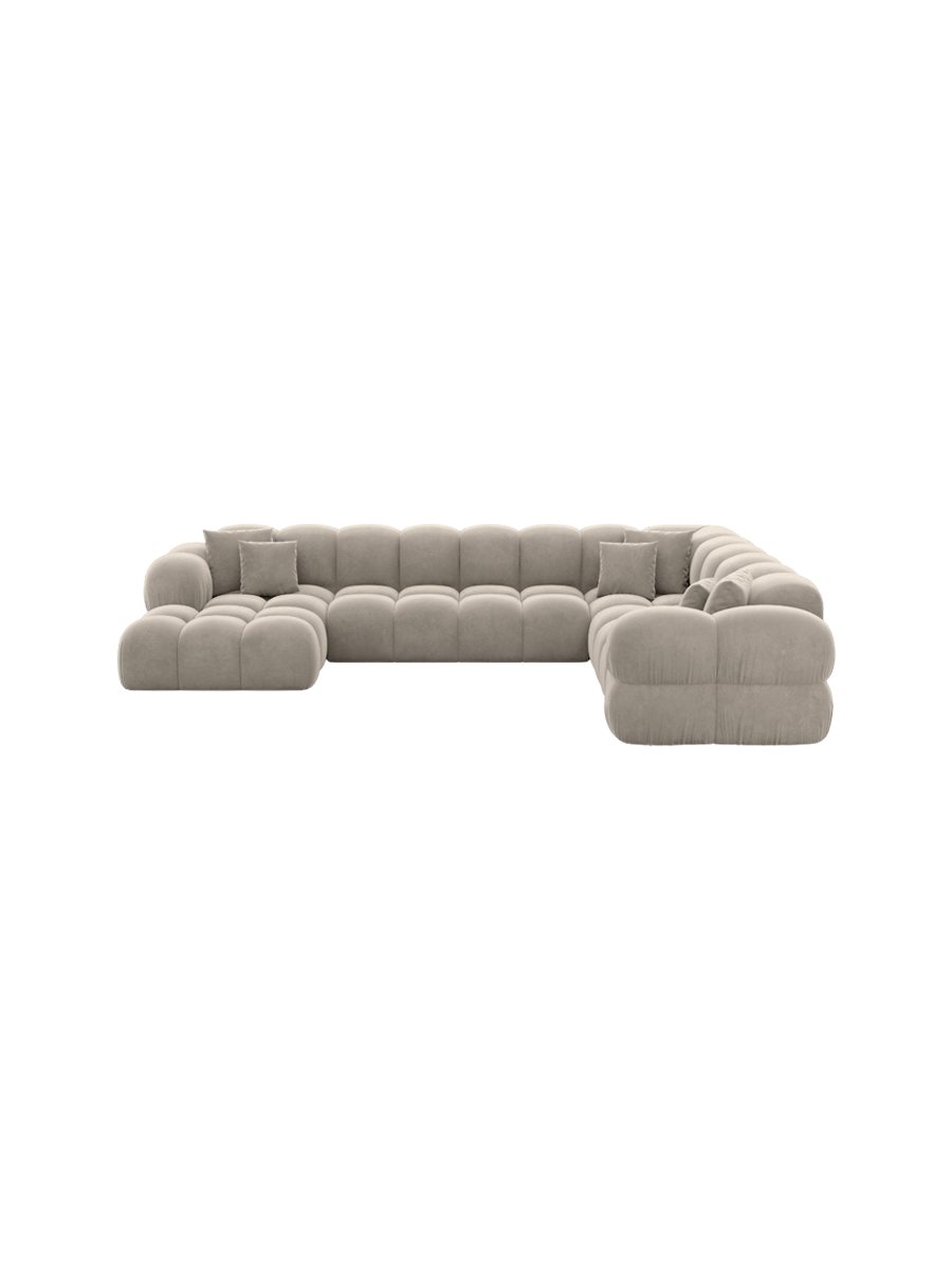 
7-seater designer panoramic sofa “Avala XXL” with velvet upholstery - Velvet cover Royal Blue / Long side left