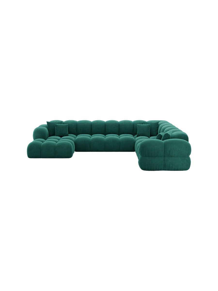 
7-seater designer panoramic sofa “Avala XXL” with velvet upholstery - Velvet cover Royal Blue / Long side left