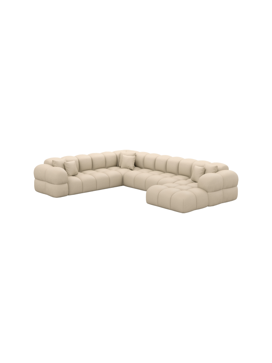 
7-Sitzer Design Echtleder Panorama-Sofa „Avala XXL“ - Echtleder Beige / Lange Seite links