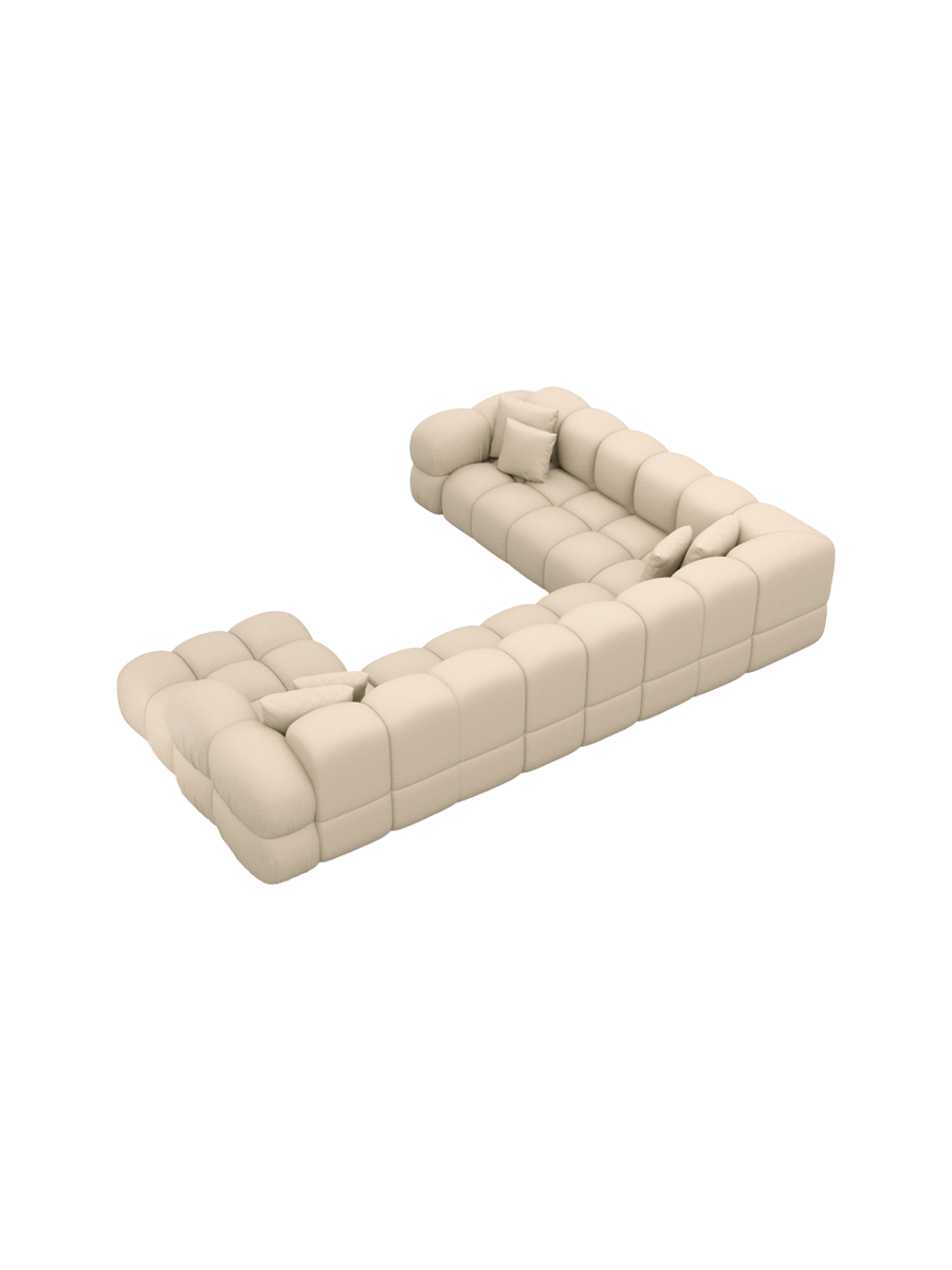 
7-Sitzer Design Echtleder Panorama-Sofa „Avala XXL“ - Echtleder Beige / Lange Seite links