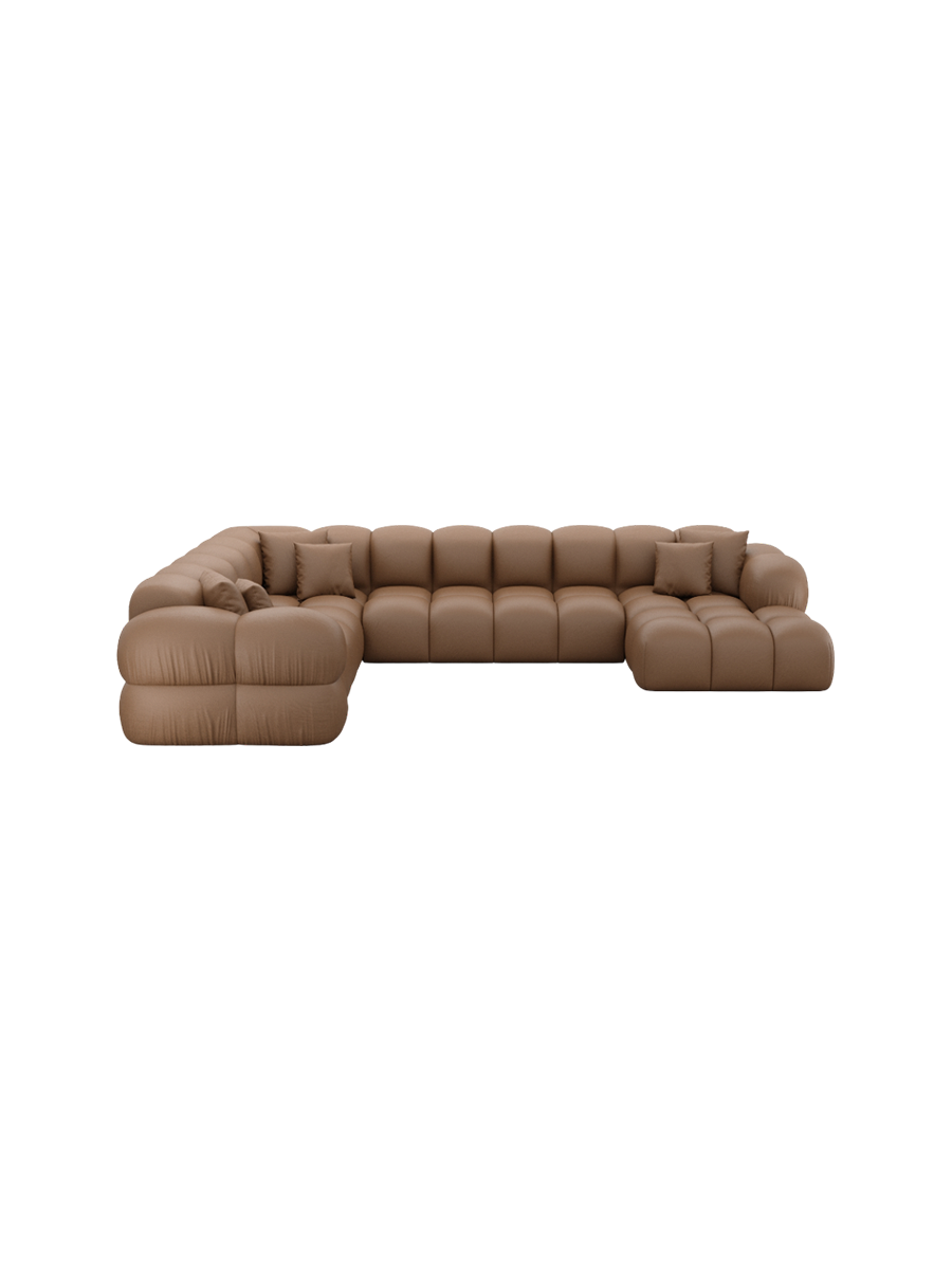 
7-Sitzer Design Echtleder Panorama-Sofa „Avala XXL“ - Echtleder Beige / Lange Seite links