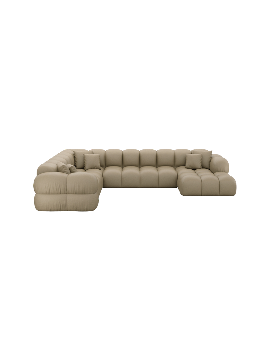 
7-Sitzer Design Echtleder Panorama-Sofa „Avala XXL“ - Echtleder Beige / Lange Seite links
