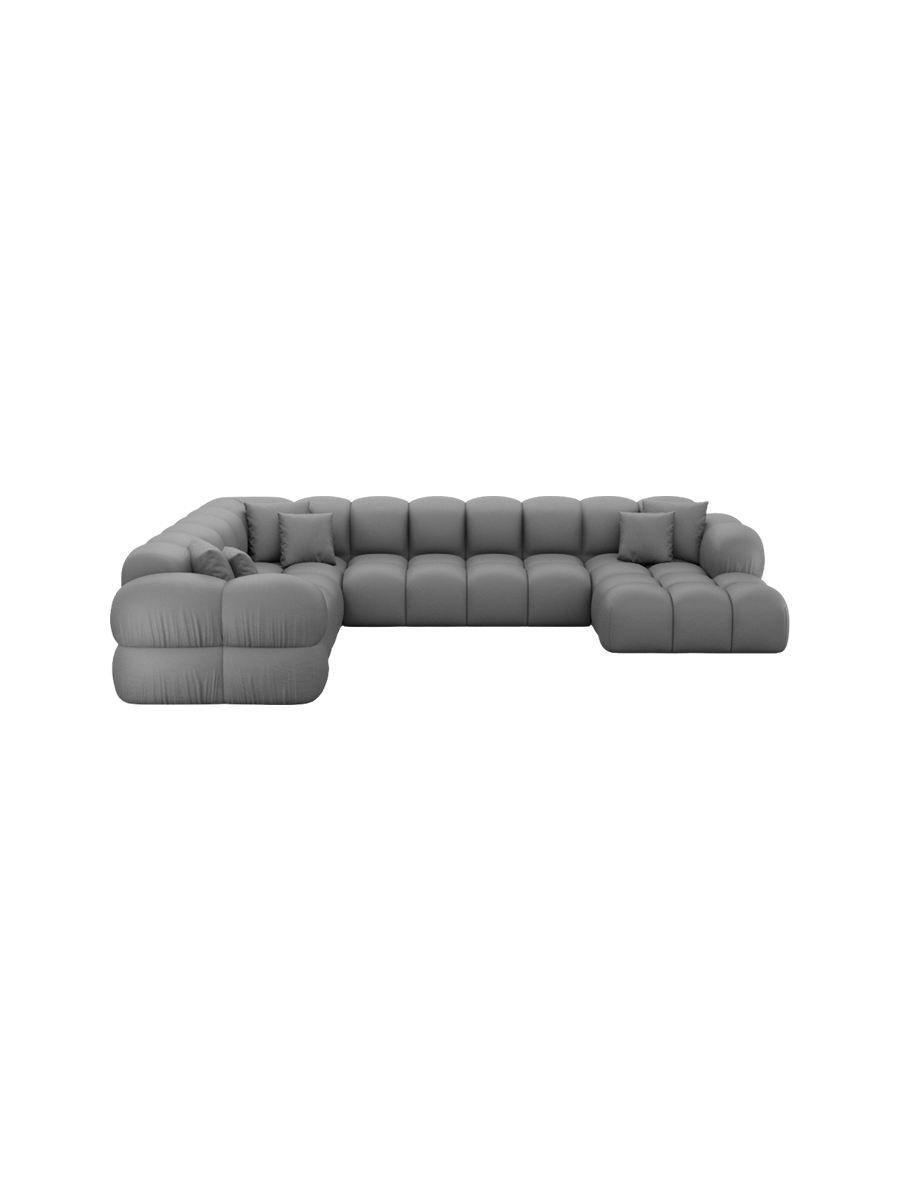 
7-Sitzer Design Echtleder Panorama-Sofa „Avala XXL“ - Echtleder Beige / Lange Seite links
