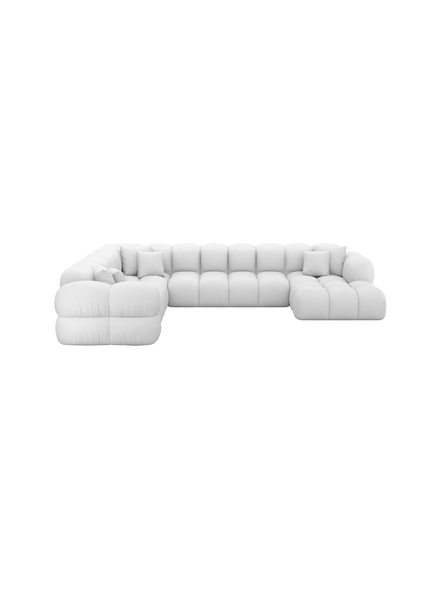 
7-Sitzer Design Echtleder Panorama-Sofa „Avala XXL“ - Echtleder Beige / Lange Seite links