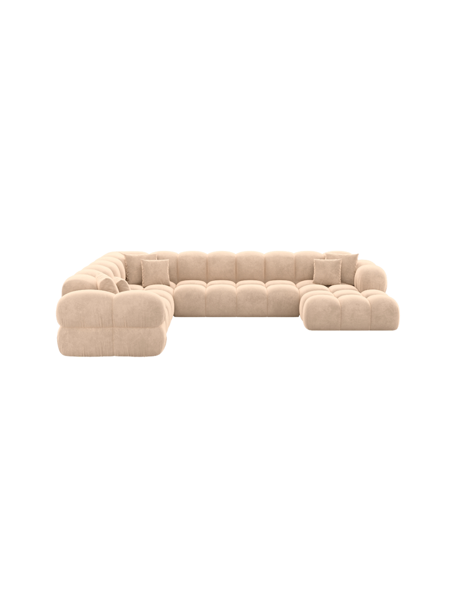 
7-seater designer panoramic sofa “Avala XXL” with velvet upholstery - Velvet cover Royal Blue / Long side left