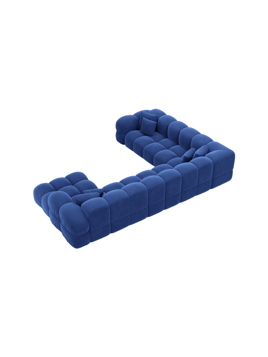 
7-seater designer panoramic sofa “Avala XXL” with velvet upholstery - Velvet cover Royal Blue / Long side left