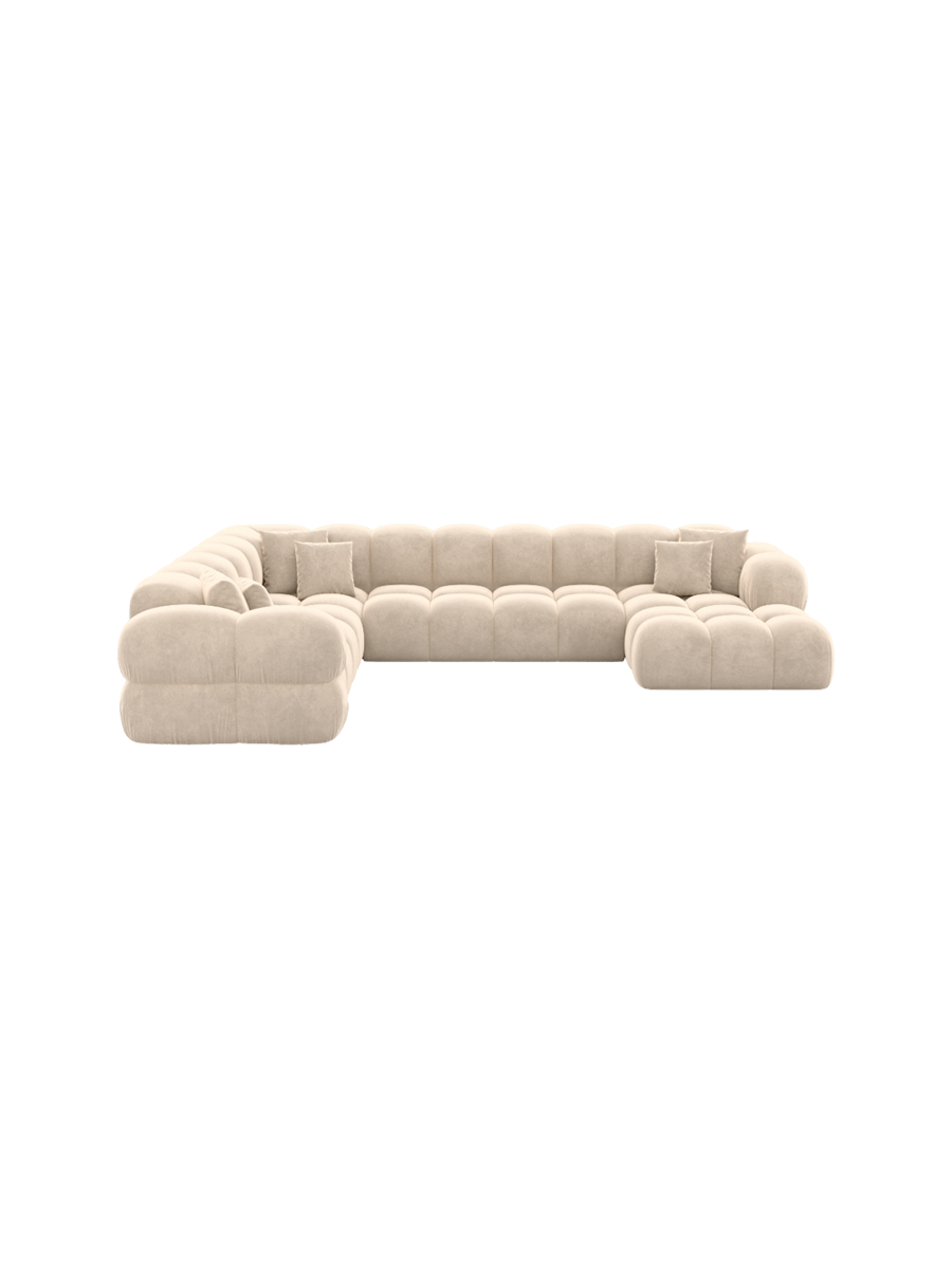 
7-seater designer panoramic sofa “Avala XXL” with velvet upholstery - Velvet cover Royal Blue / Long side left
