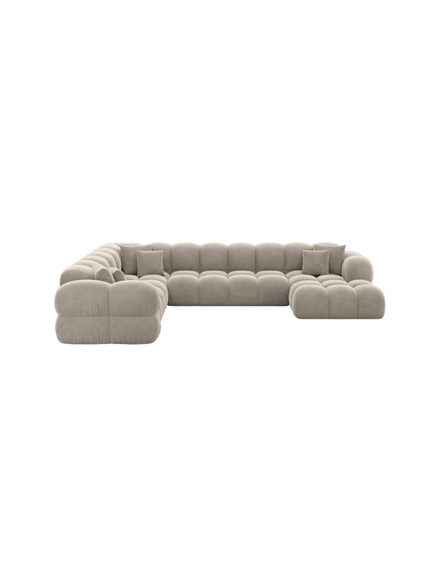 
7-seater designer panoramic sofa “Avala XXL” with velvet upholstery - Velvet cover Royal Blue / Long side left