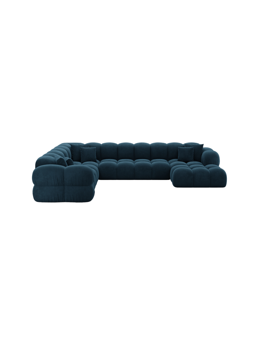 
7-seater designer panoramic sofa “Avala XXL” with velvet upholstery - Velvet cover Royal Blue / Long side left