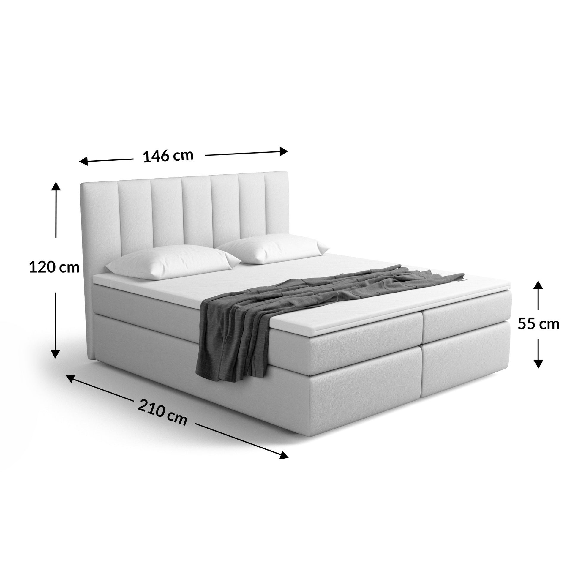 
Design Boxspringbett „Saudade“ mit Ablagefach, Kunstleder Beige - 140 x 200 cm