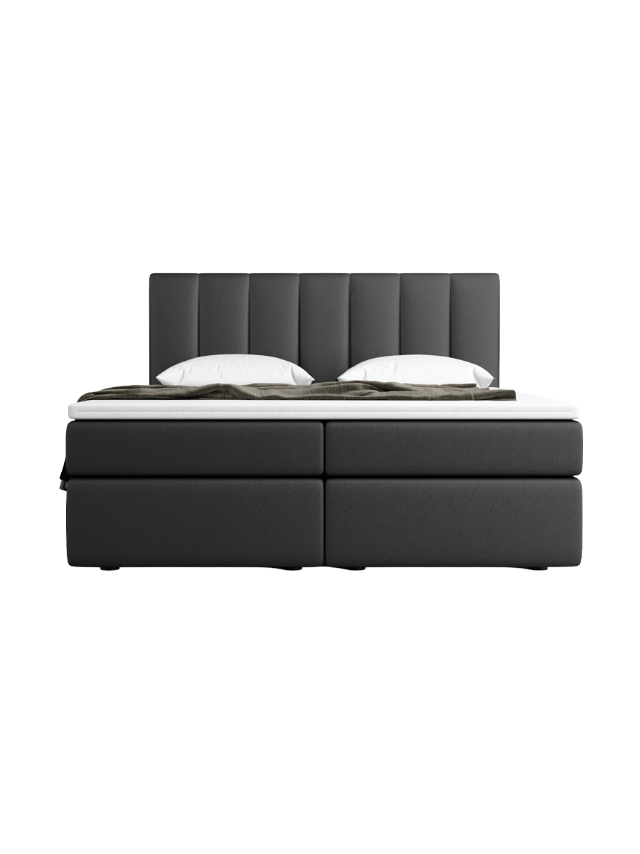 
Design Boxspringbett „Saudade“ mit Ablagefach, Kunstleder Schwarz - 140 x 200 cm
