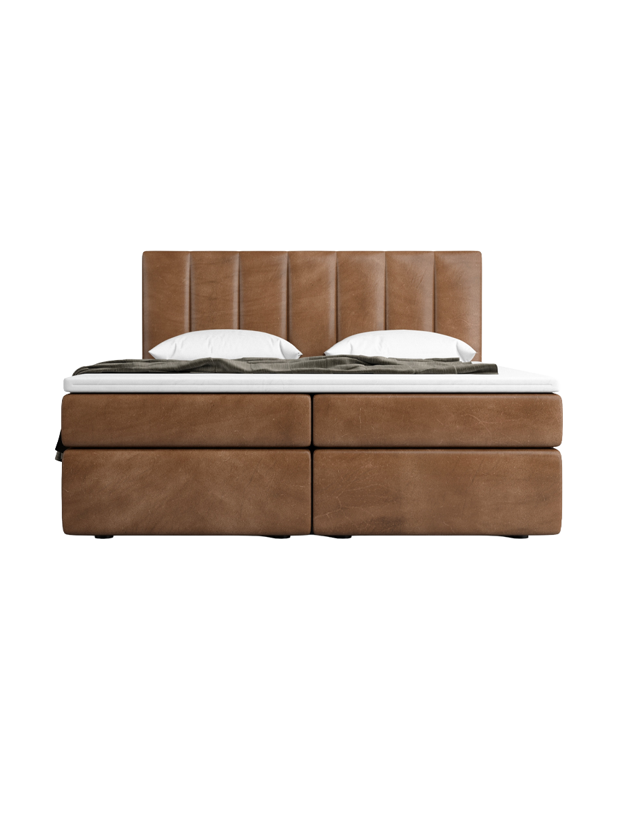 
Design Boxspringbett „Saudade“ mit Ablagefach, Kunstleder Choco Brown - 140 x 200 cm