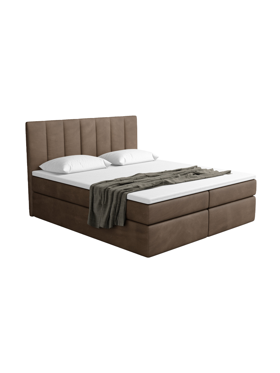 
Design Boxspringbett „Saudade“ mit Ablagefach, Kunstleder Dunkelbraun - 140 x 200 cm